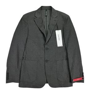 Calvin Klein Mens X Slim Fit Solid Knit Sport Coat Gray 38R